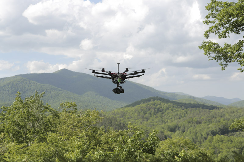 nowsay flying dji s900 drone in mountains of north carolina